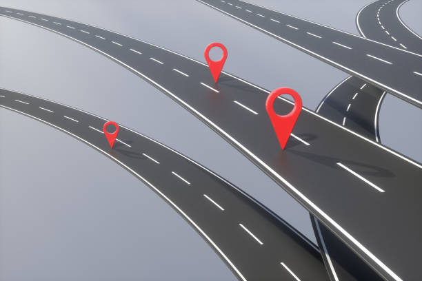 istock Navigation Map Pointer, Marker Pin, Travel Destinations on Road 1319771362