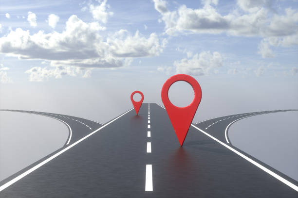 istock Navigation Map Pointer, Marker Pin, Travel Destinations on Road 1319771458