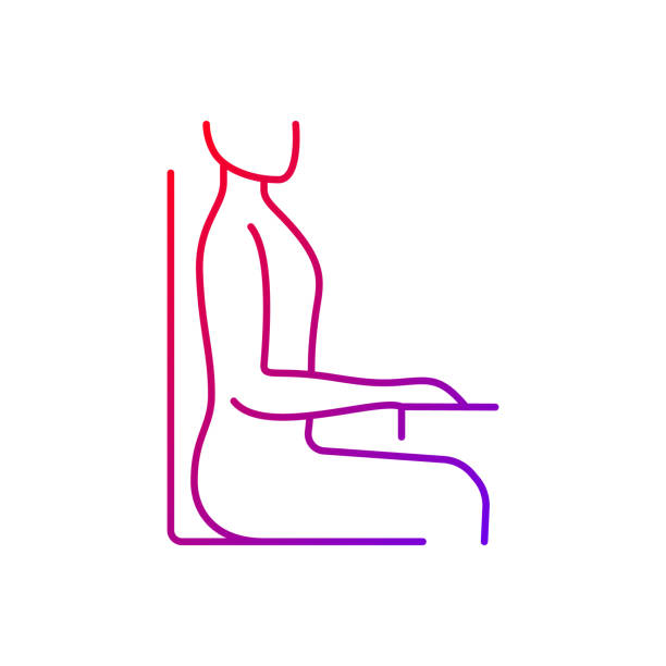 вертикально сидящая осанка градиент �линейный вектор значок - sitting upright stock illustrations