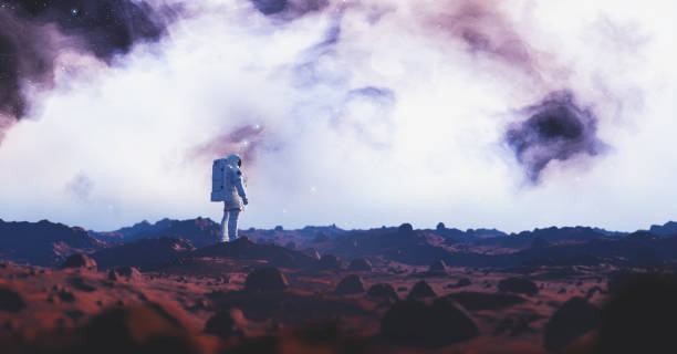 istock Astronaut exploring Mars, a red planet. Spacewalk 1319775878
