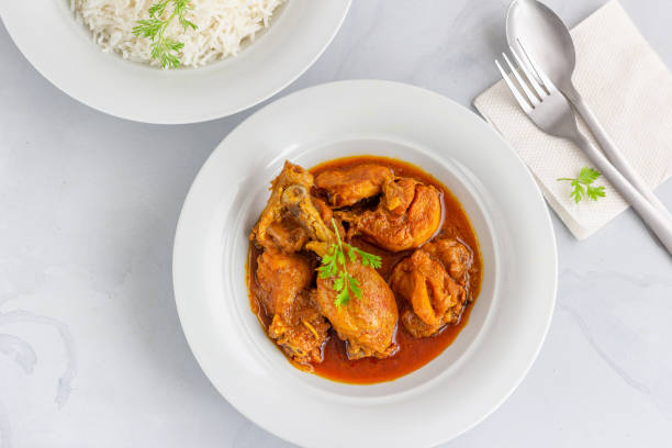 istock North Indian Chicken Curry with Rice Garnished with Cilantro Directly Above Photo 1319776533