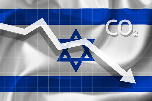 Graph of decline level of air pollution with carbon dioxide  in Israel.  Ecological concept.