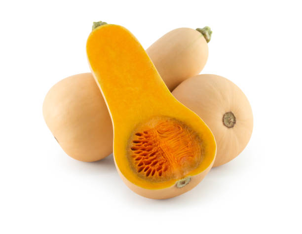 istock Butternut squash with sliced isolated on white background, food healthy concept 1319781319