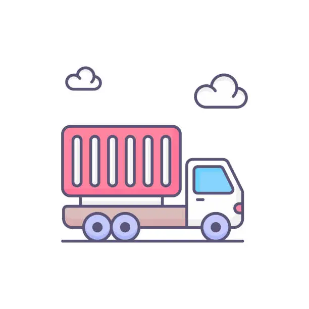 Vector illustration of delivery truck vector fill outline icon style illustration. EPS 10 File