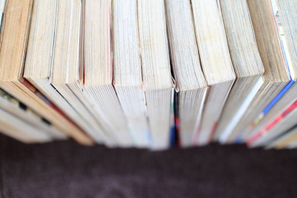 Image material of comic books lined up seen from above