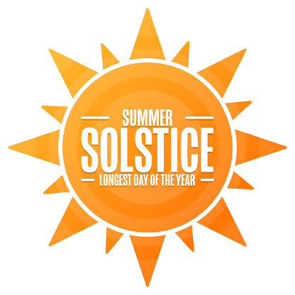 Summer Solstice. Longest day of the year. Holiday concept. Template for background, banner, card, poster with text inscription. Vector EPS10 illustration