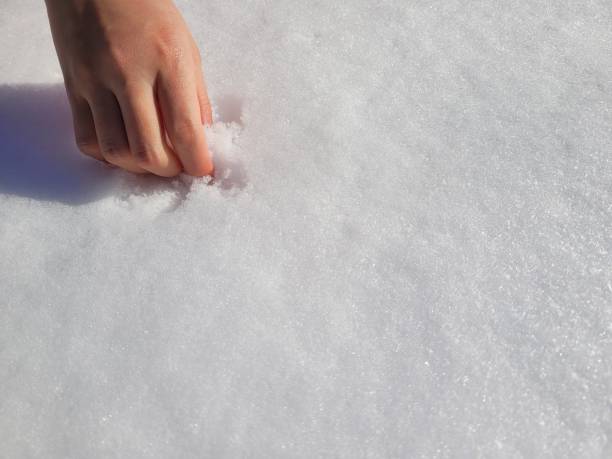 istock snow with a girl's hand 1319791176