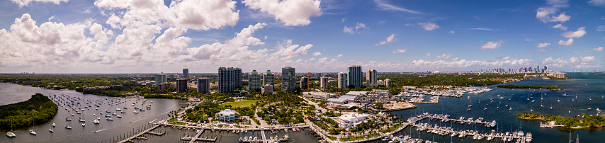 Aerial panorama of Coconut Grove Miami FL USA