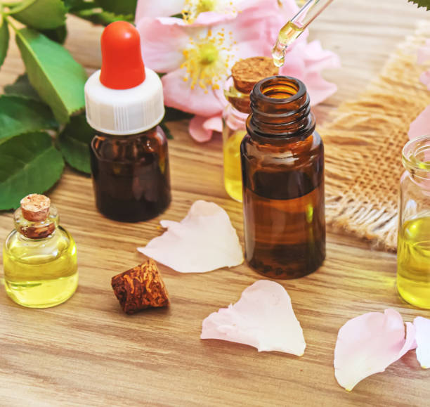 istock rosehip extract in bottles. Homeopathy. Selective focus. 1319799125