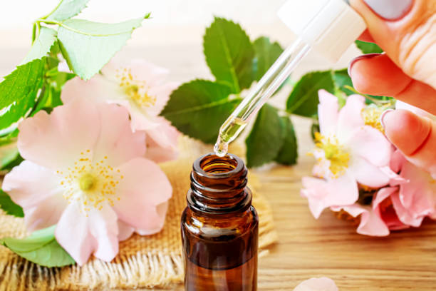 istock rosehip extract in bottles. Homeopathy. Selective focus. 1319799441