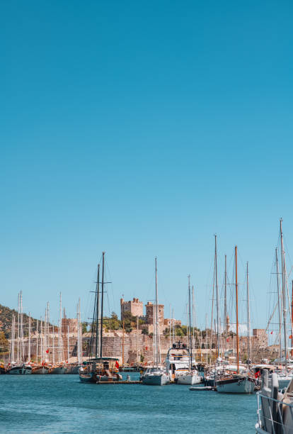 Boat in the antique bay at antalya