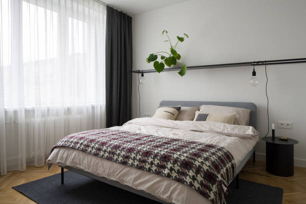 istock Simple bedroom with big window 1319808611