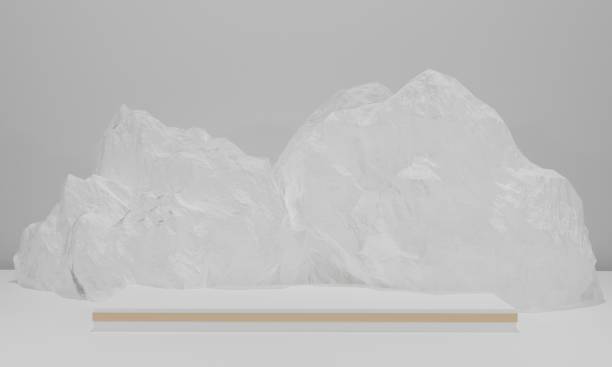 istock Scene with podium for mock up presentation in minimalism style with copy space, 3d render abstract background design 1319808982