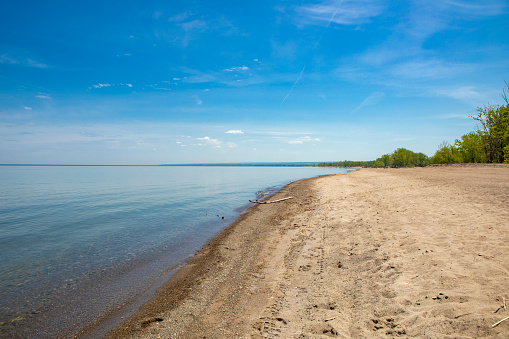 The shore of Lake Erie in Presque Isle Stae Park in Erie, PA.