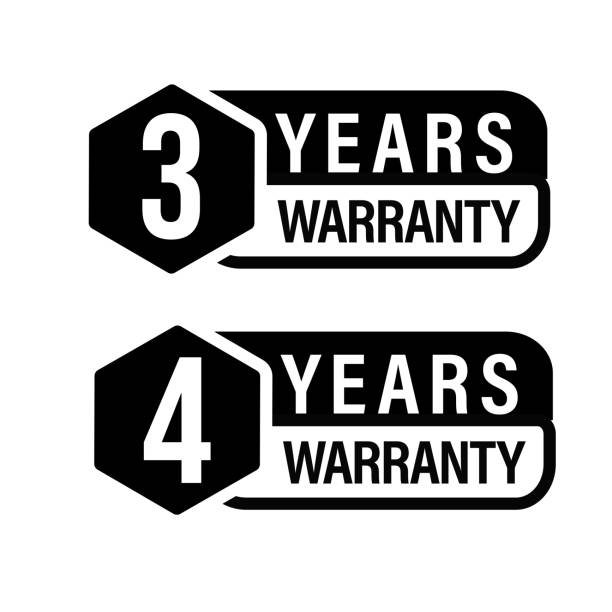 ilustrações de stock, clip art, desenhos animados e ícones de 3 year warranty, 4 year warranty - number certificate number 3 year