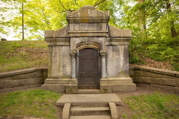 A creepy, nameless mausoleum built into a hillside from the 1800's- urban legend nicknamed "The Vampire Crypt."