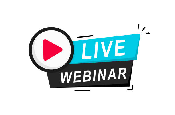 istock Live Webinar Button. Emblem, label. Live stream, icon in flat style on white background. Online conference, distance communication. Internet distance education. Vector 1319815127