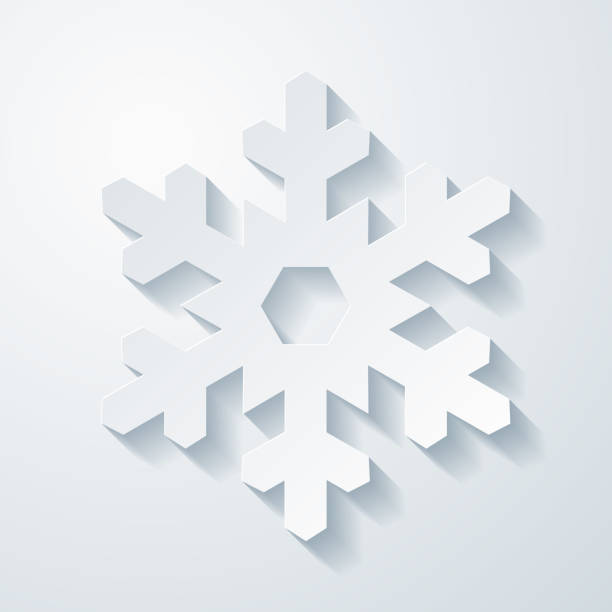 눈송이. 빈 배경에 용지 절단 효과가 있는 아이콘 - snowflakes stock illustrations