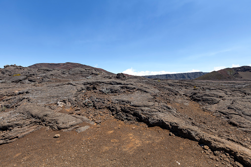 beautiful lava landscape in la reunion island, mascarene islands, french overseas territory.