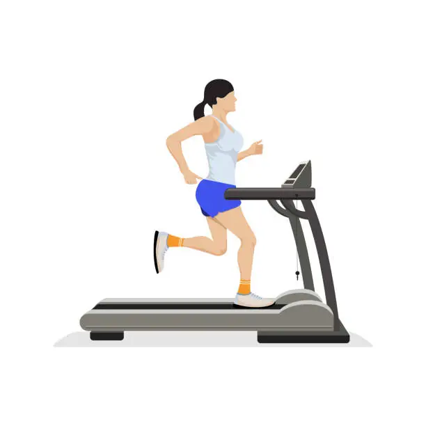 Vector illustration of Vector illustration of Running machine.Girl in the GYM