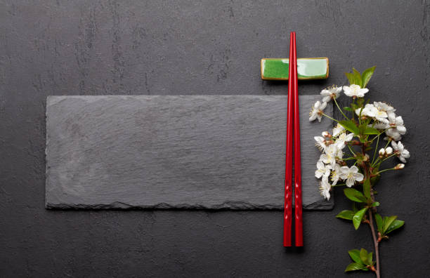 istock Japanese food background with cherry blossom 1319822190