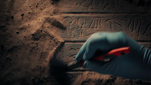 Brushing Off Sand From Egyptian Writing