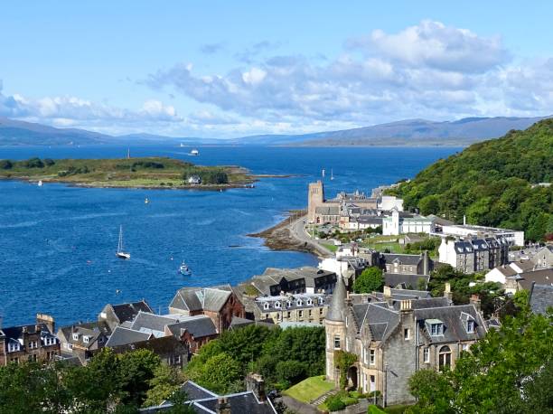 The town of Oban in Scotland The beautiful town of Oban in Scotland with the Isle of Mull in the distance oban stock pictures, royalty-free photos & images