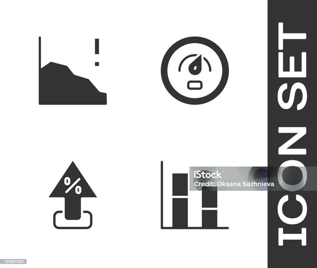 increase and decrease finance graph icons. financial... Set Graph Chart Diagram Financial Growth Decrease Percent Up Arrow And ...