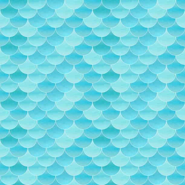 istock Turquoise mermaid scales. Watercolor illustration of fish squama. Underwater seamless pattern. 1319823639