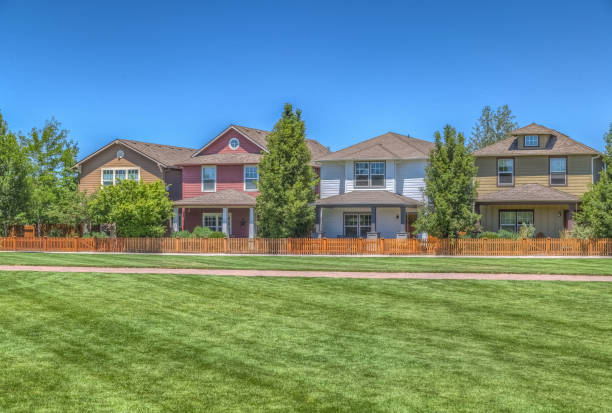 istock Neighborhood park with homes 1319826447