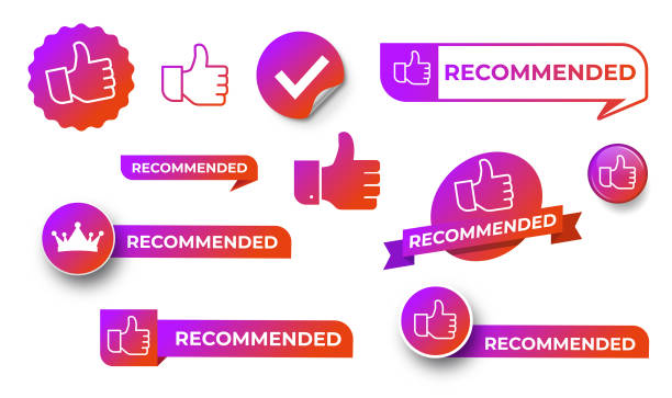 Set of banners recommended with thumbs up. Recommend badges Set of banners recommended with thumbs up. Recommend badges representing stock illustrations