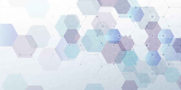 векторный шестиугольный сетевой шаблон. - science backgrounds purple abstract stock illustrations