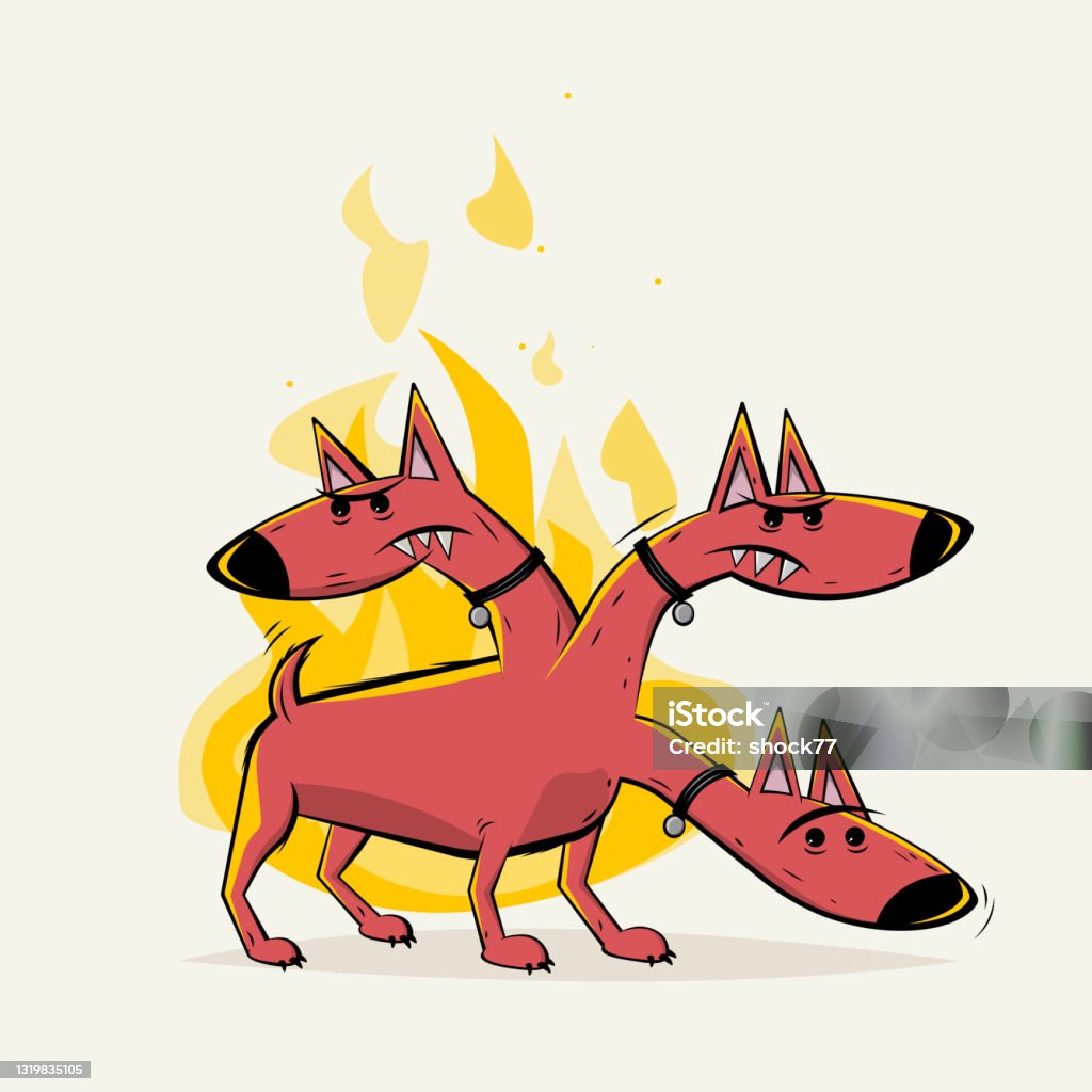 cerberus der Höllehund Cartoon-Illustration - Lizenzfrei Wachhund Vektorgrafik