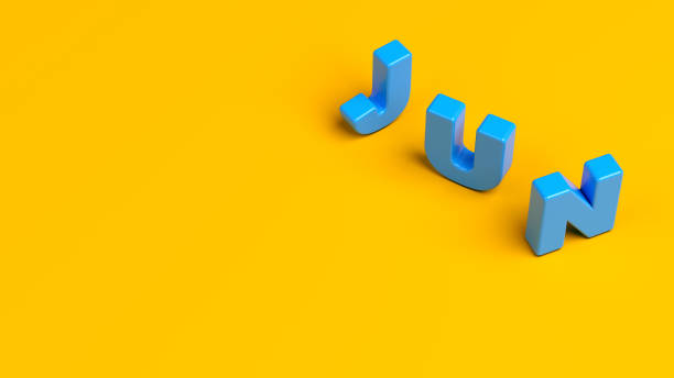 istock Blue-colored June text on the orange-colored background. 1319836660