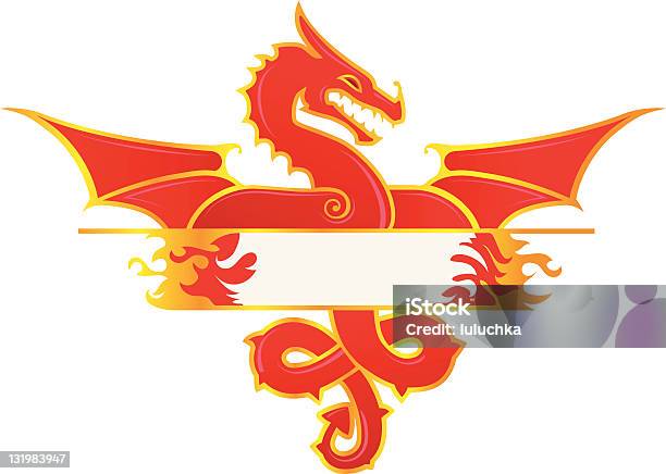Dragon Symbol Red Stock Illustration - Download Image Now - Chinese Dragon, Fantasy, Animal