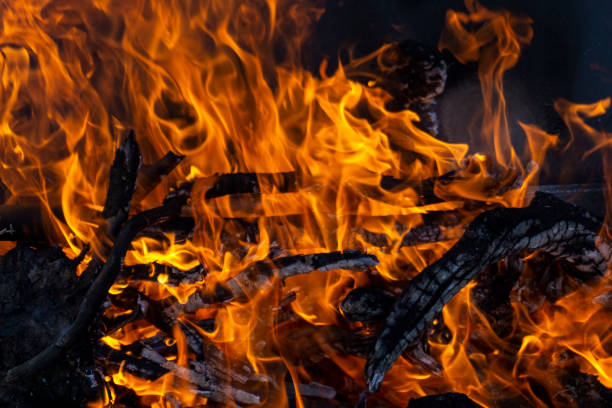 wood fire burning wood fire burning Furnace stock pictures, royalty-free photos & images