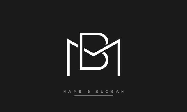 mb lub bm litery litery abstrakcyjne logo ikona wektor - letter b stock illustrations