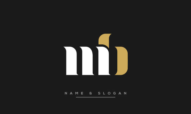 mb или bm алфавит письма абстрактная икона логотип вектор - letter m typescript sign design element stock illustrations