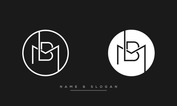 mb lub bm litery litery abstrakcyjne logo ikona wektor - letter m alphabet three dimensional shape metal stock illustrations
