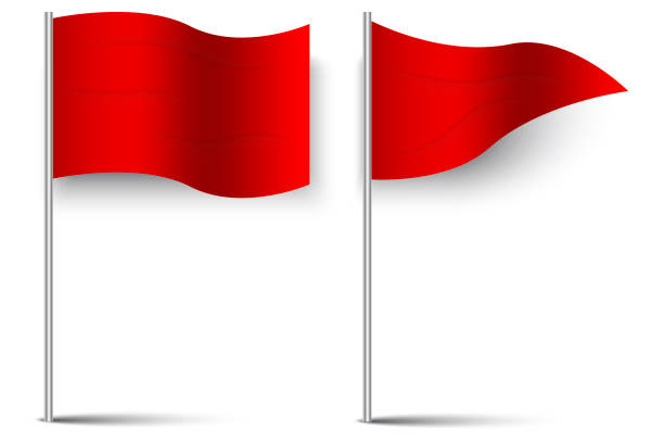赤旗。正方形、三角形。成功のシンボル。バナープロモーション。ストック画像。ベクターの図。eps 10. - ゴルフの旗点のイラスト素材／クリップアート素材／マンガ素材／アイコン素材