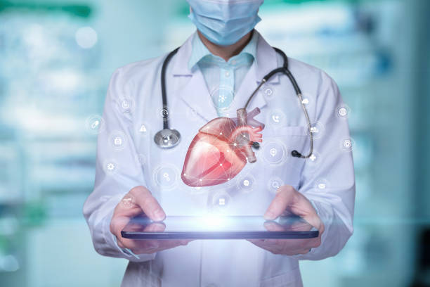 concepto de diagnóstico de tratamiento de enfermedades cardíacas con la ayuda de tecnologías. - cardiologist fotografías e imágenes de stock