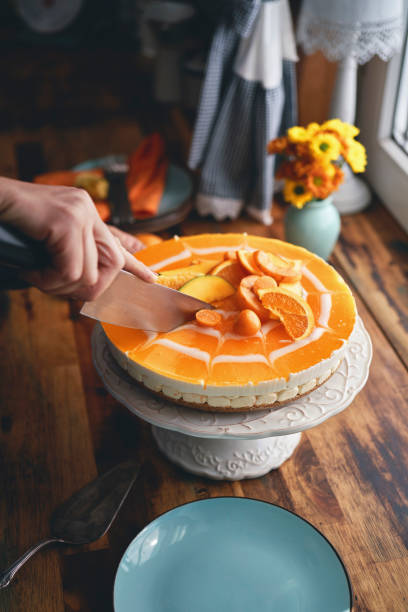 Orange Cheesecake with Whipped Cream and White Chocolate