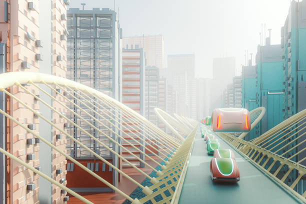 istock Futuristic green city traffic 1319856000