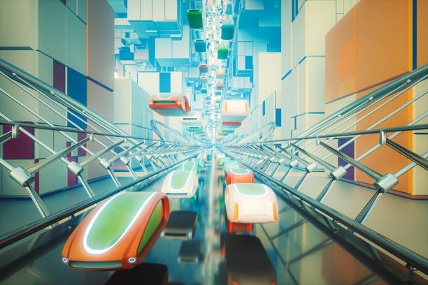 istock Futuristic green city traffic 1319856022
