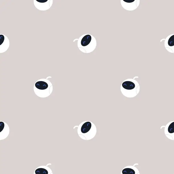 Vector illustration of A seamless robot pattern, a cute AI mascot, tech theme