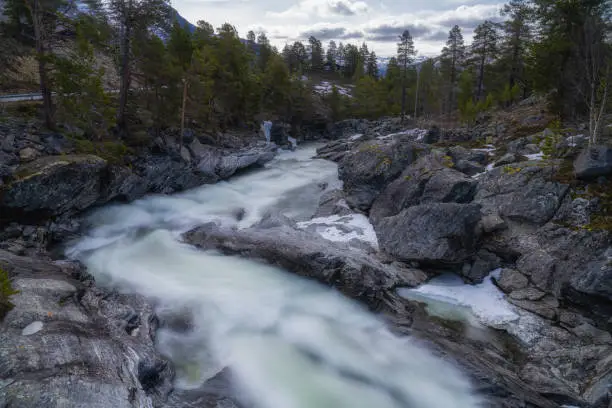 River Tora in the vicinity of the Billingen guesthouse, on the edge of the Renheimen nad Breheimen National Park in Norway