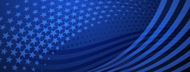 USA independence day abstract background with elements of american flag in blue colors