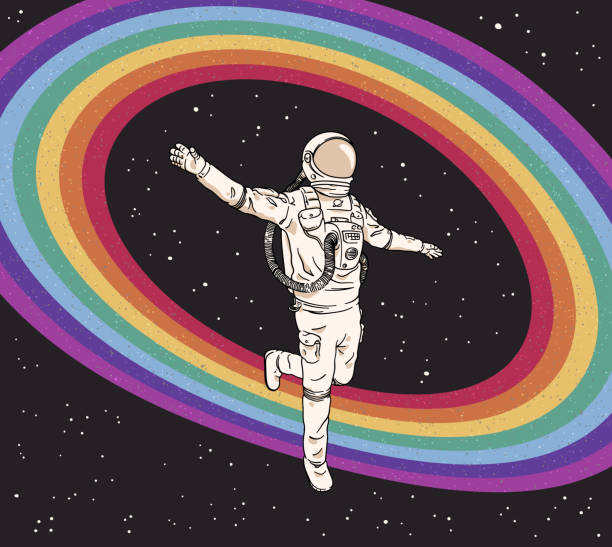 illustrazioni stock, clip art, cartoni animati e icone di tendenza di astronauta in tuta spaziale - zero gravity illustrations