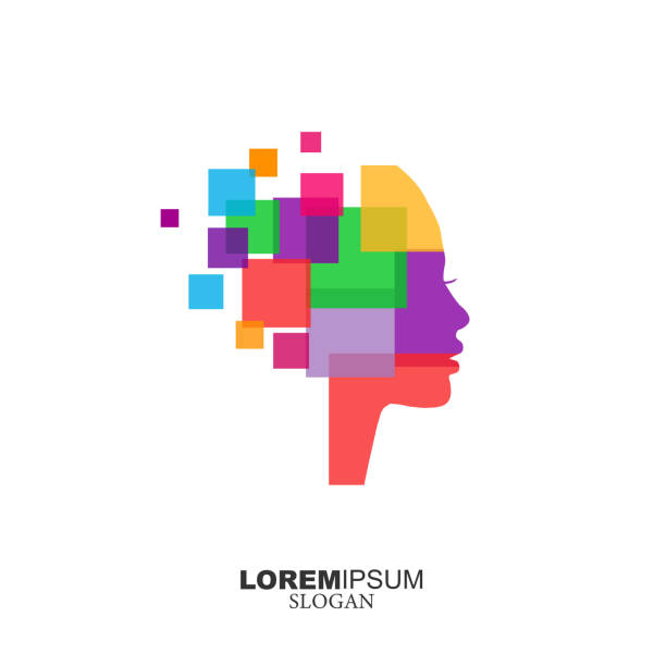 Digital abstract human head logo, pixel logo design template Digital abstract human head logo, pixel logo design template. Vector illustration pixelated face man stock illustrations