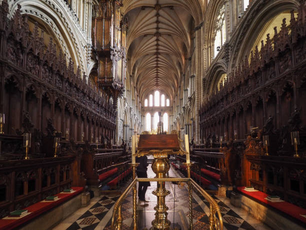 Ely Cathedral interior Ely, Uk - Circa October 2018: Ely Cathedral (formerly church of St Etheldreda and St Peter and Church of the Holy and Undivided Trinity) interior ely england photos stock pictures, royalty-free photos & images